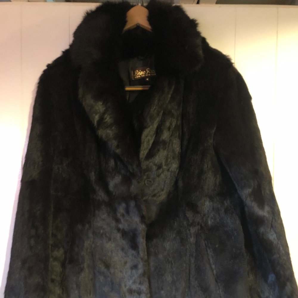 Lapin / Rabbit Fur Coat / Black / Vintage / Small / Dino Ricco French